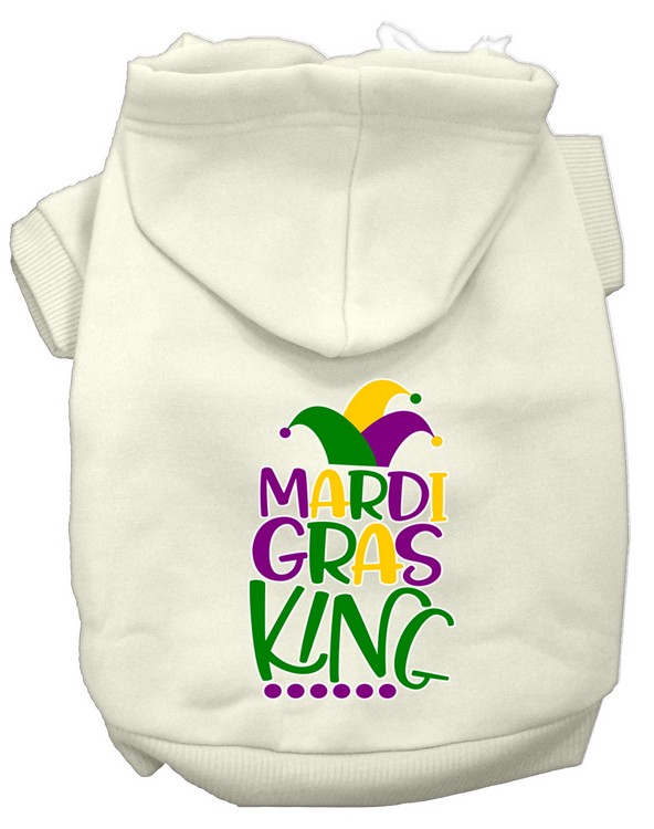 Mardi Gras King Screen Print Mardi Gras Dog Hoodie Cream XS